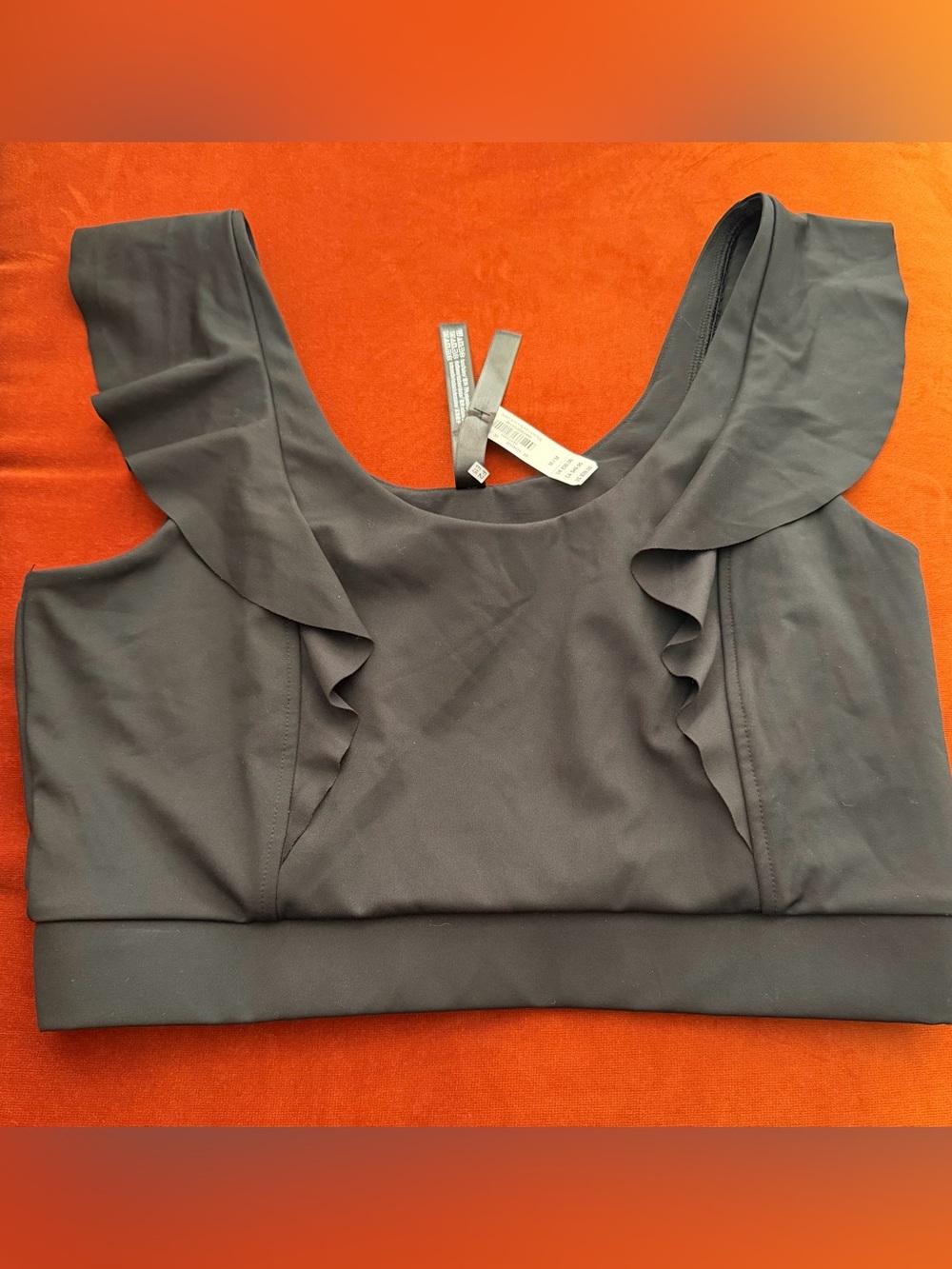 Victoriaโs Secret Victoria NWT Black Ruffled Crop Top Medium